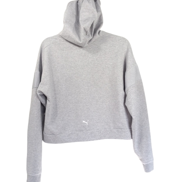 PUMA Gray Crop Longsleeved Sweatshirt Pullover Hoodie SZ Medium - Picture 3 of 9